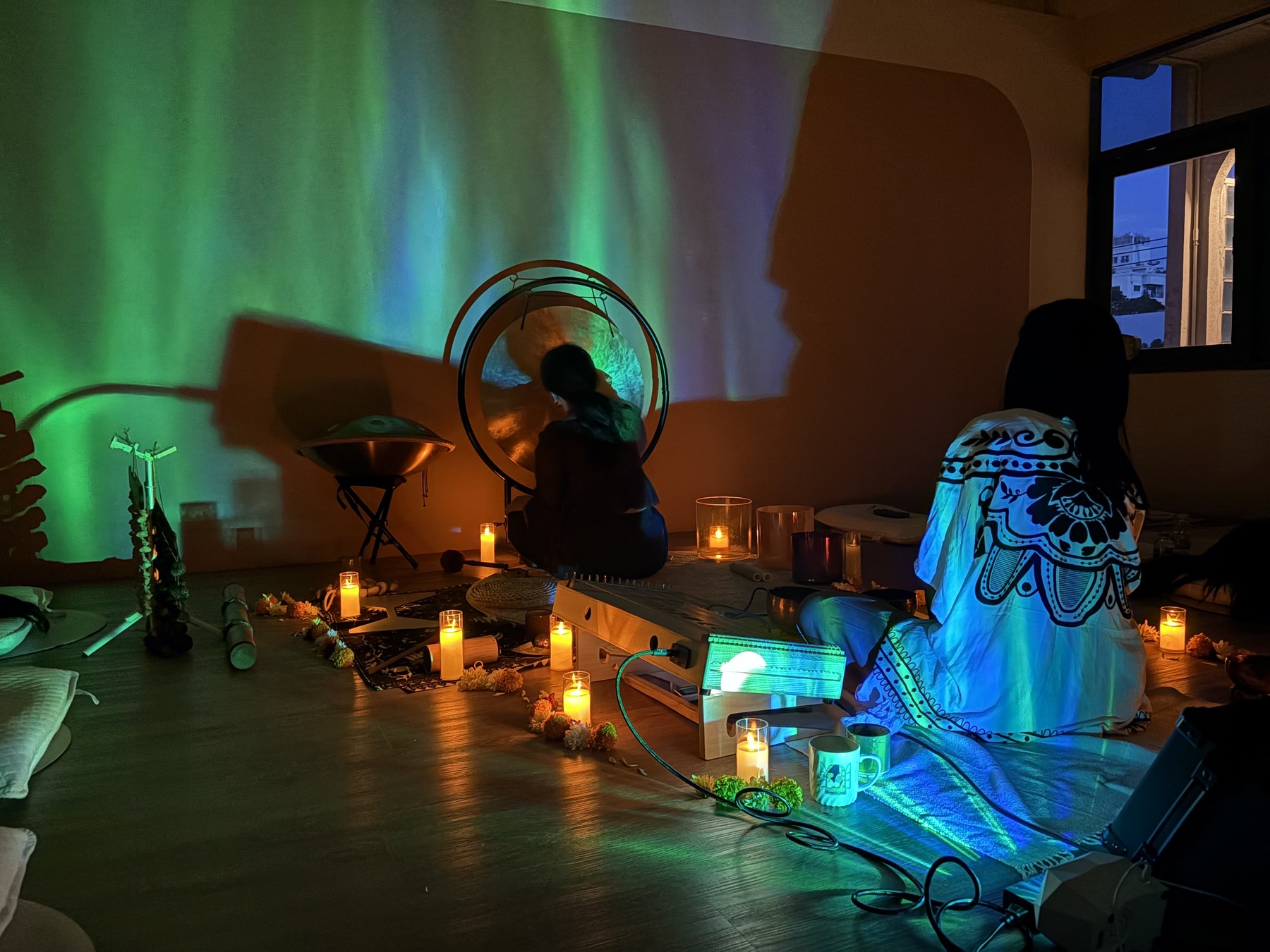 A moment from a Soulwaves yoga or sound healing class